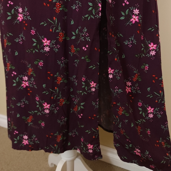 Old Navy Floral Maxi Dress Puff Sleeve Slit Boho Whimsigoth Witchy Medium Petite - Picture 8 of 16
